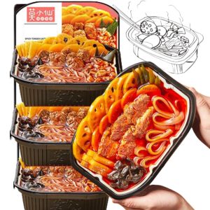 Food Experts Instant Self-Heating Hot Pot 1.2lb*3 Container Outdoor Fishing Hiking Easy Meal non cookware(SpicyPlusBeef 1.2LB*3 Container)